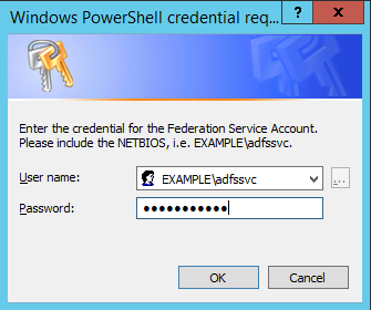 Image of submitting the credentials of the service account