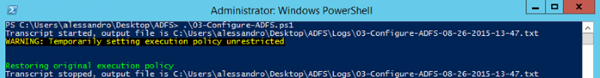 Image of running the script in a Windows PowerShell window launched as administrator