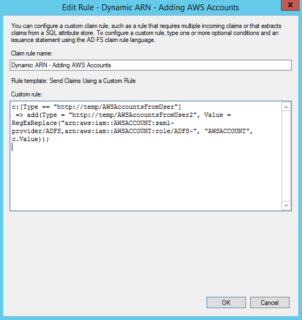 Image of editing the custom claim rule