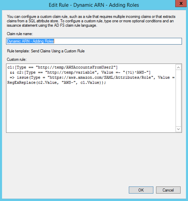 Image of editing dynamic claim rule
