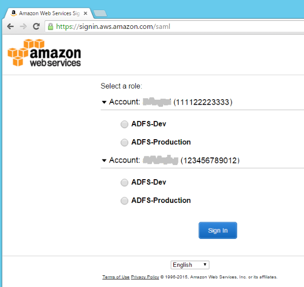 Image of the role selection page