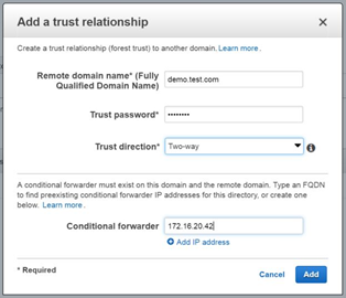 Image of configuring a conditional forwarder in the Directory Service console Image of configuring a conditional forwarder in the Directory Service console