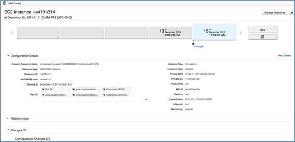 Image of AWS Config now recording the state of the healthcare server