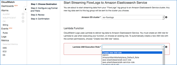 Screenshot of choosing Create new IAM role Screenshot of choosing Create new IAM role