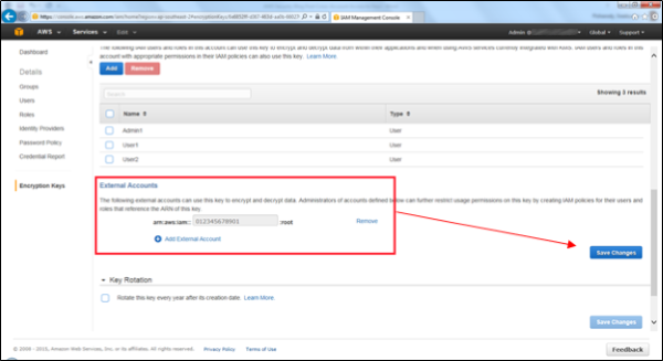 Image of typing the account ID and clicking Save Changes