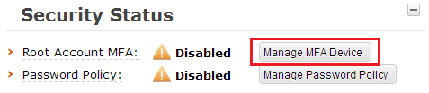 Screenshot of Manage MFA Device Screenshot of Manage MFA Device