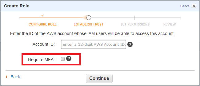 Screenshot showing the Require MFA check box