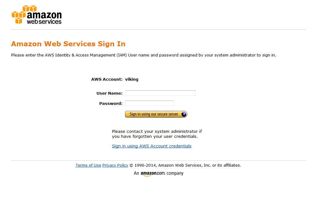 Screenshot of old sign-in experience