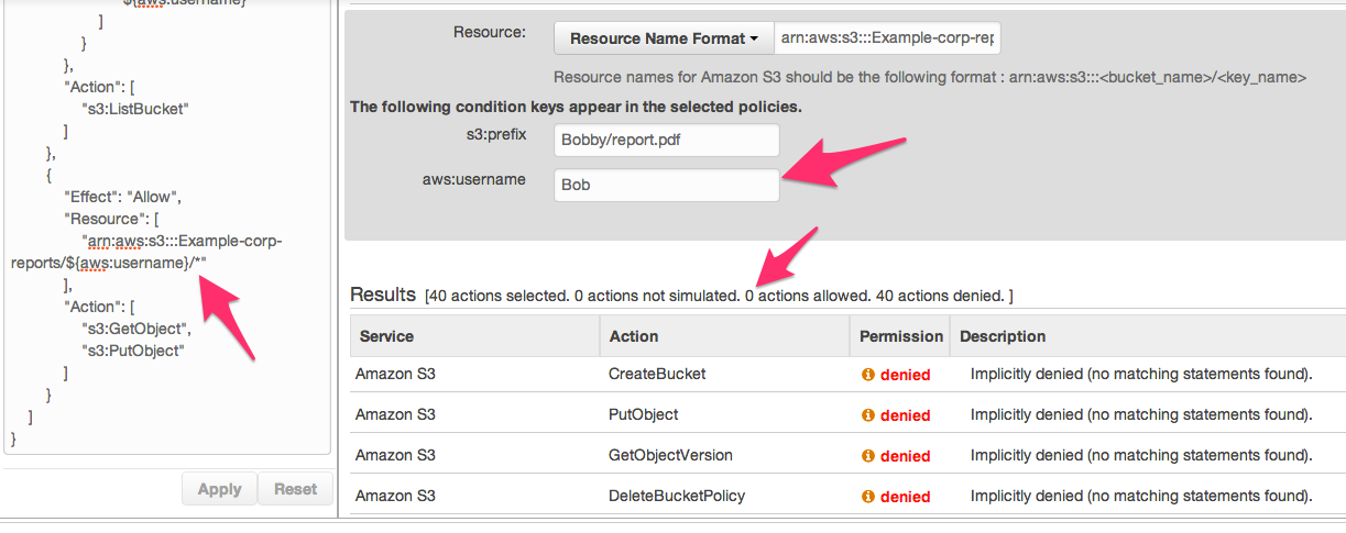 Screenshot showing that including an ‘/’ after the user name ensures that users only have access to the folders by their own user name
