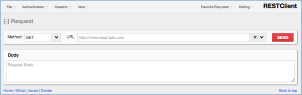 Screenshot of the RESTClient add-on