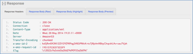 Screenshot showing response in browser add-on