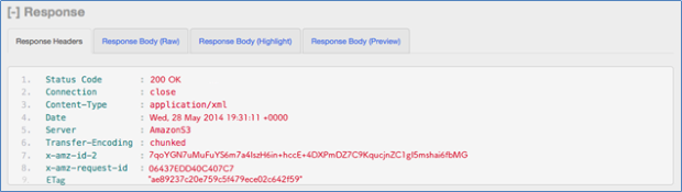 Screenshot of response in browser add-on