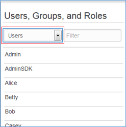 Image of selecting Users from drop-down list