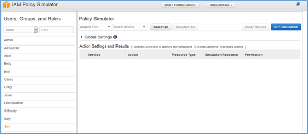 Image of the policy simulator UI