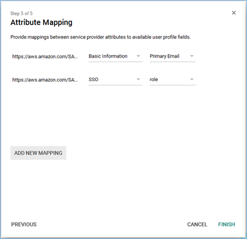 Screenshot of providing attribute mapping Screenshot of providing attribute mapping