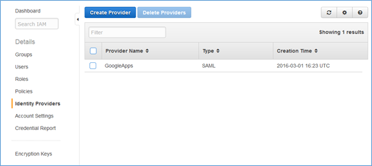 Screenshot showing the newly created IdP Screenshot showing the newly created IdP