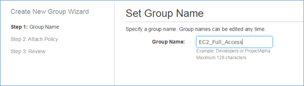 Image of naming the group EC2_Full_Access