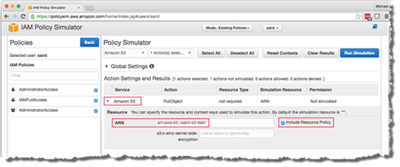 Image of typing the ARN and selecting Include Resource Policy