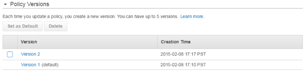 Image of having set Version 1 as default again