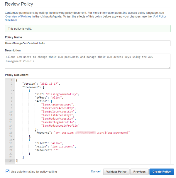 Image of the valid policy