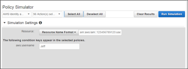 Image of how your policy simulator should look if you have followed this walkthrough