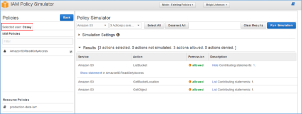 Image of selecting Casey for policy simulation