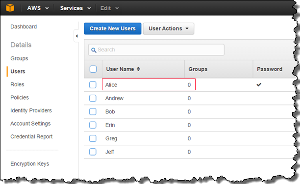 Image of Alice in the list of users Image of Alice in the list of users