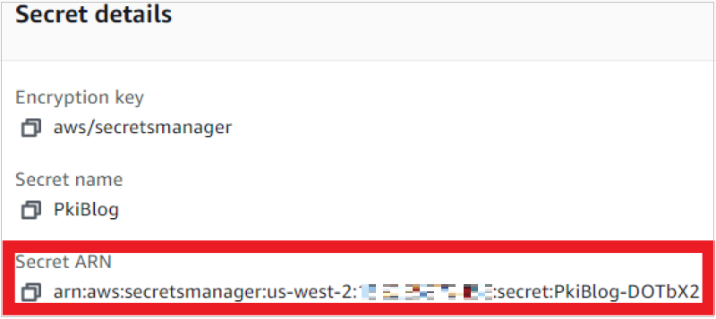 Figure 4: Secrets Manager secret ARN