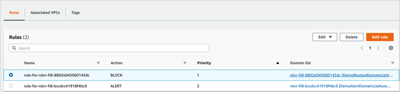Figure 14: Select the DNS Firewall rule
