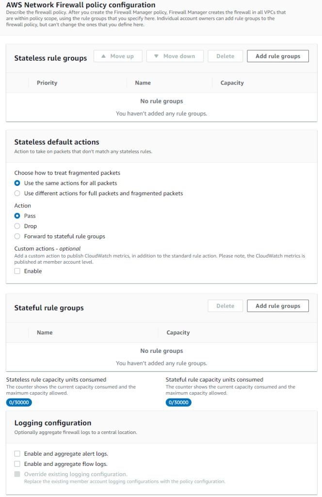 Figure 9: Network Firewall policy configuration