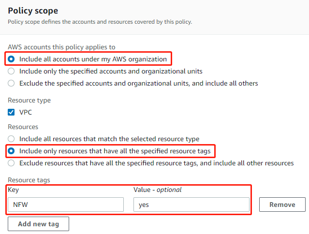 Figure 12: AWS Firewall Manager policy scope configuration