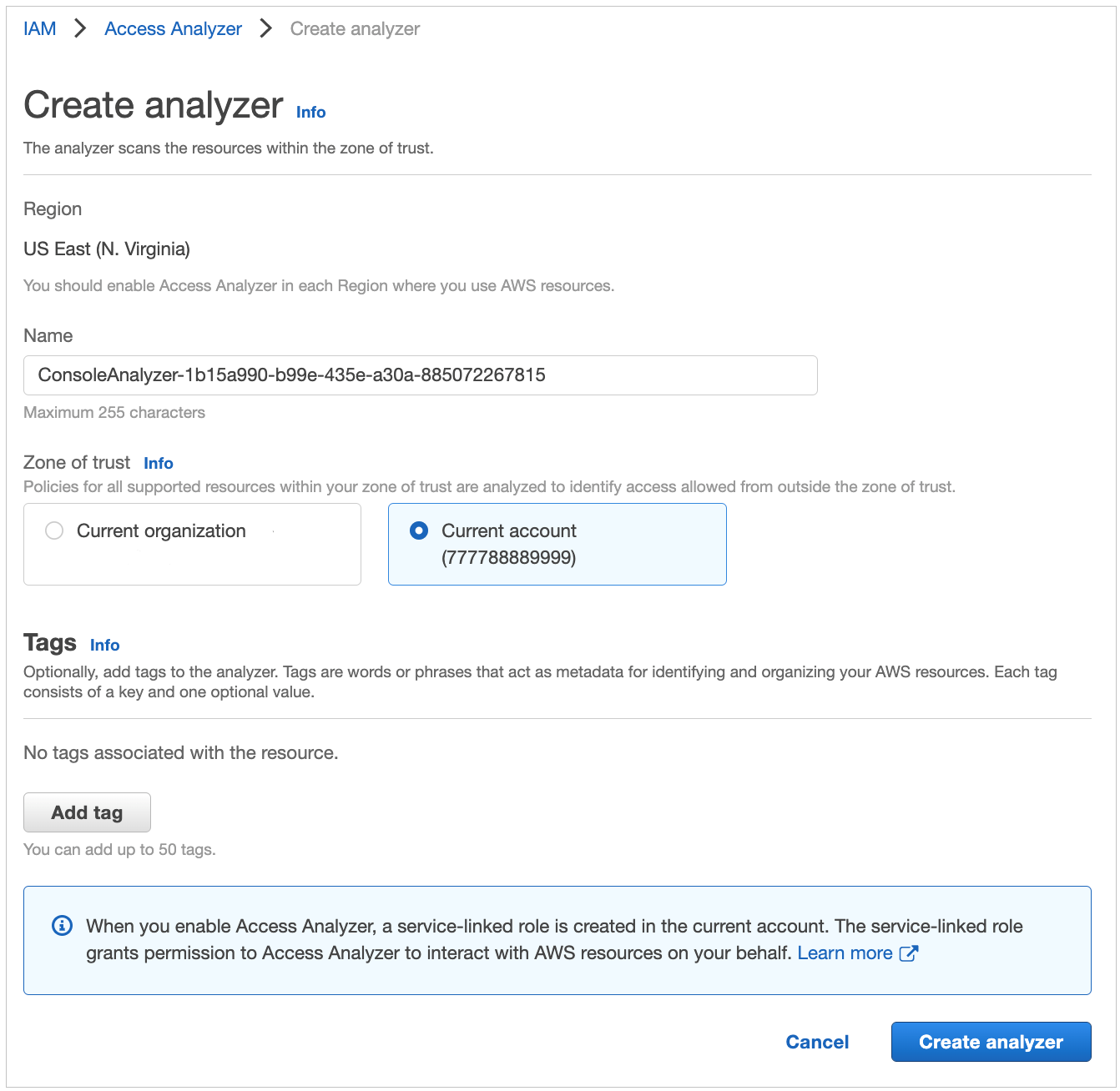 Figure 8: Create an analyzer to preview findings