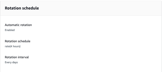 Figure 5:  Rotation schedule with a summary of the configured custom rotation window