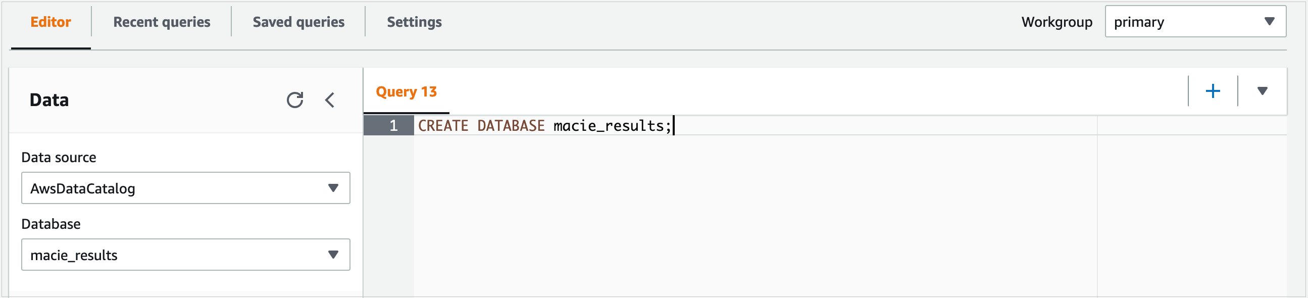 Figure 4: Create database in the Athena console