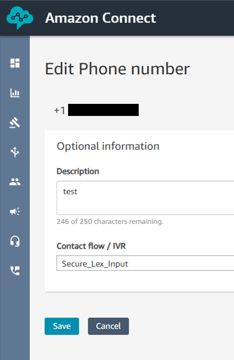 Figure 6: Under Contact flow / IVR, select the imported contact flow 