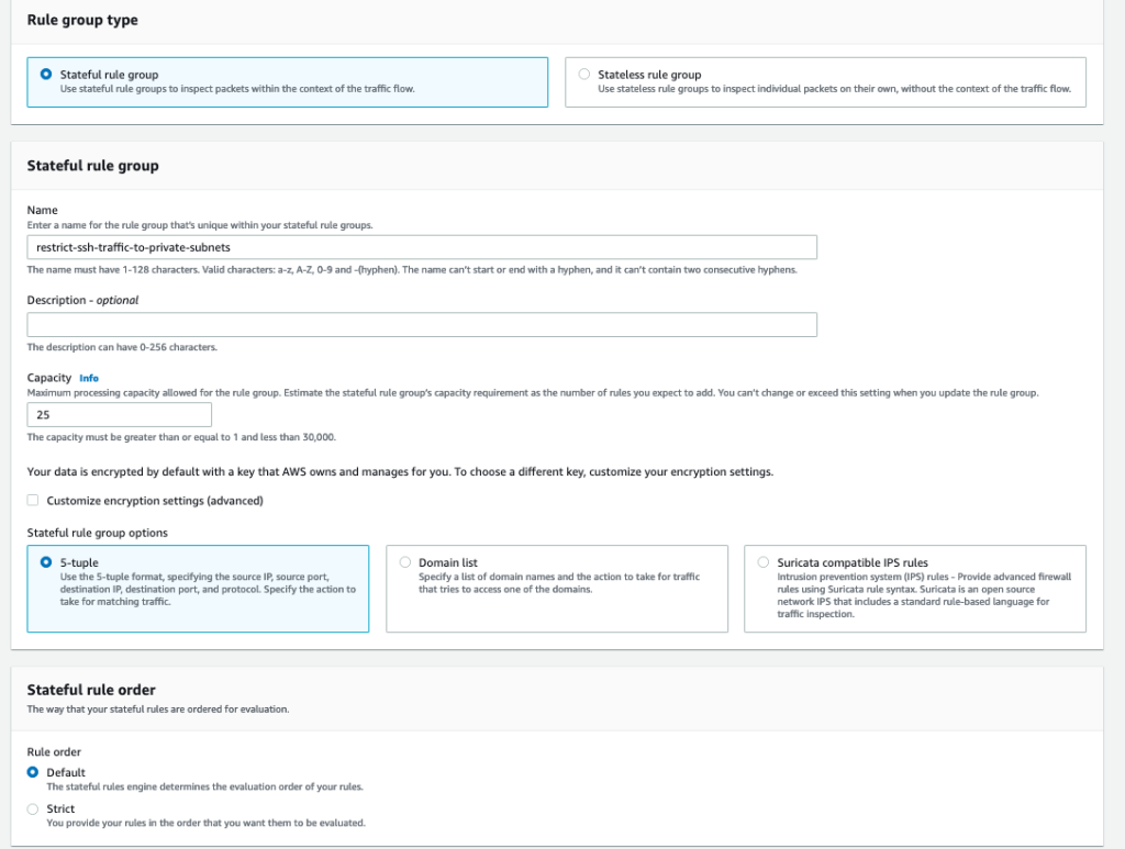 Figure 4: Network Firewall rule group