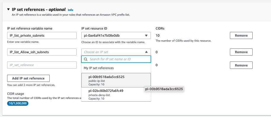 Figure 5: Example of IP set references