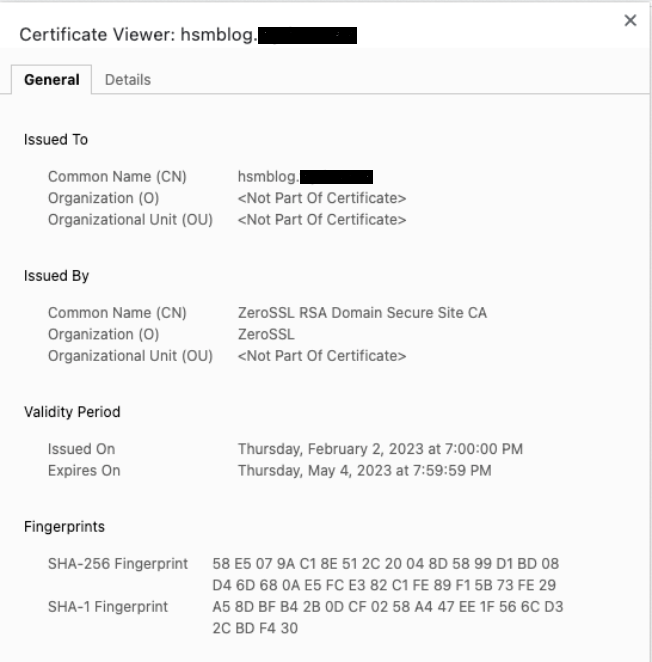 Figure 11: Certificate for the application