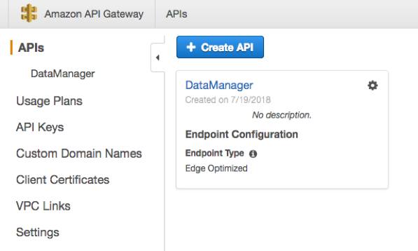 Figure 8: APIs in the API Gateway console