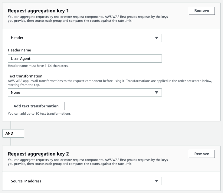 Figure 2: Add a second key to an existing rate-based rule