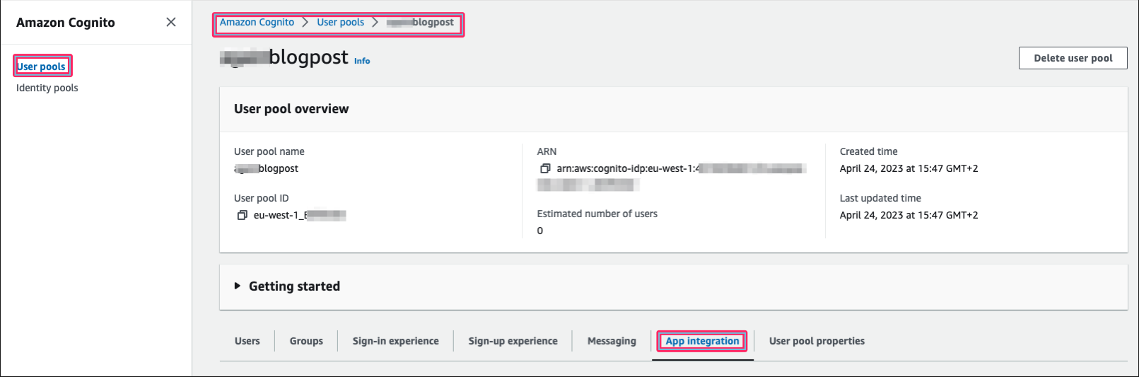 Figure 12: User pool app integration
