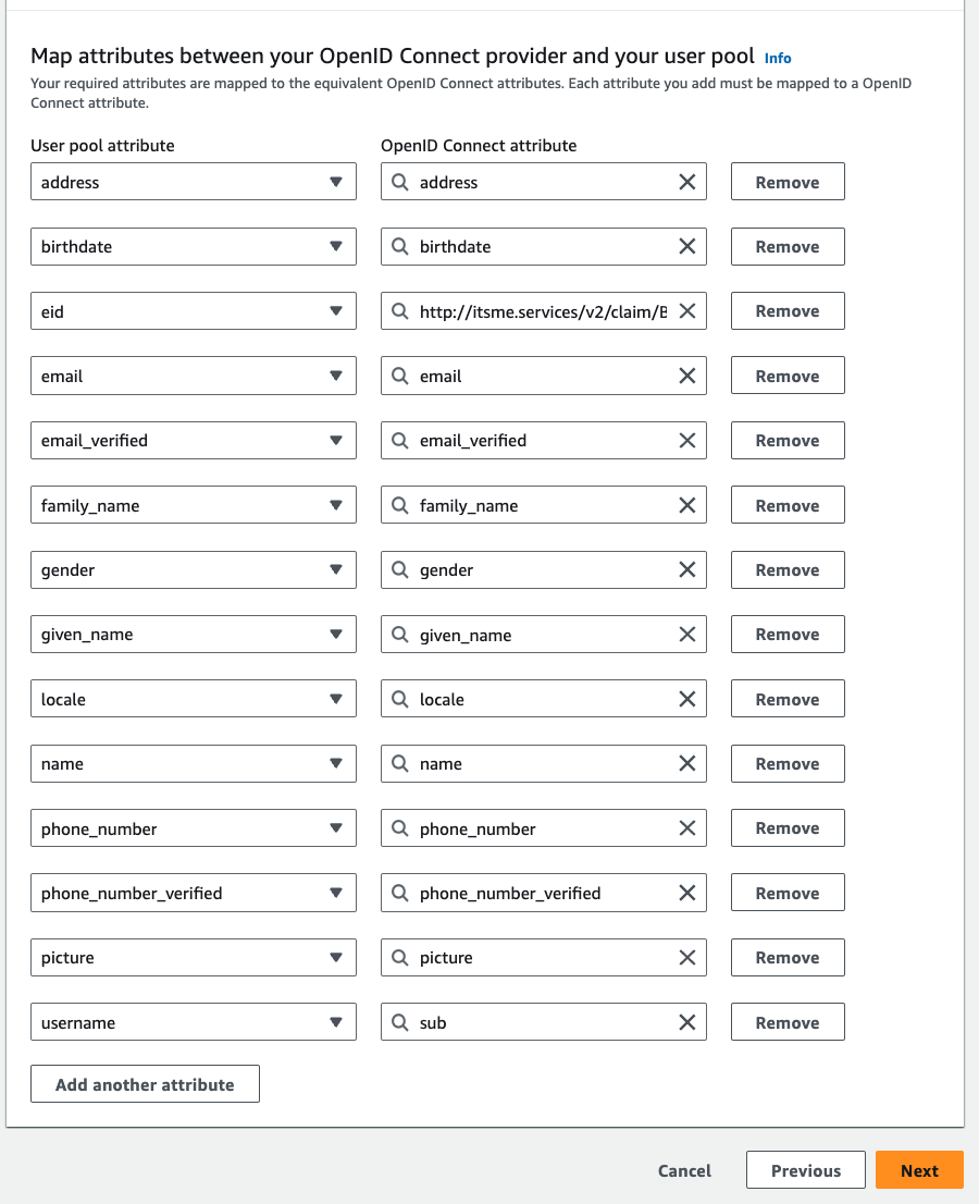 Figure 9: Attributes mapping