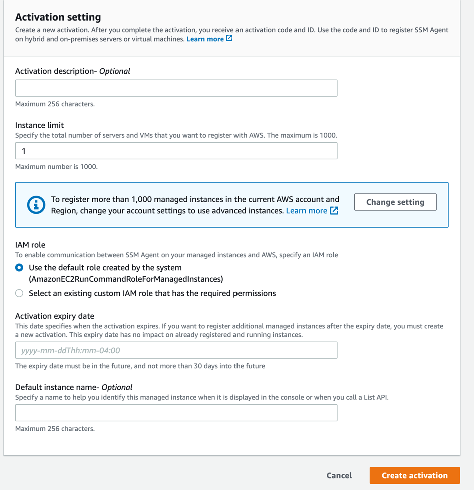 Figure 3: Create hybrid activation