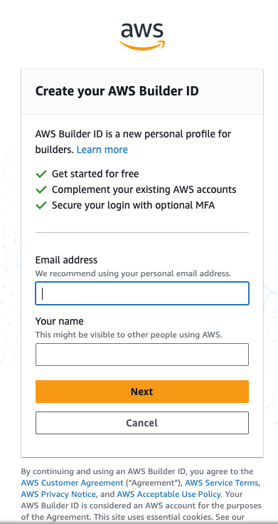 Figure 6: Create your AWS Builder ID