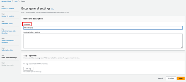 Figure 6: Enter job name