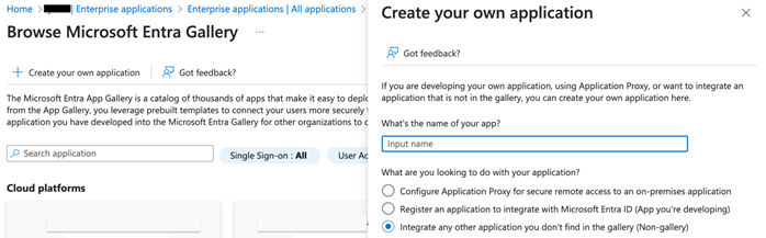 Figure 4: Create an application in Entra ID