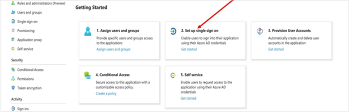 Figure 5: Choose Set up single sign-on in Getting Started