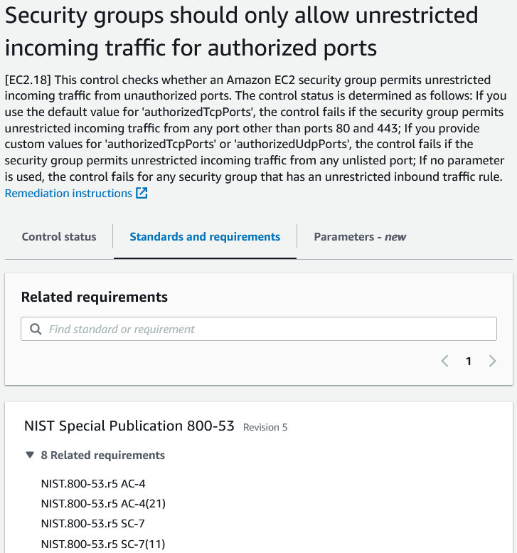 Figure 2: Security standard check detail