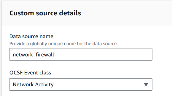Figure 6: Data source name and OCSF Event class