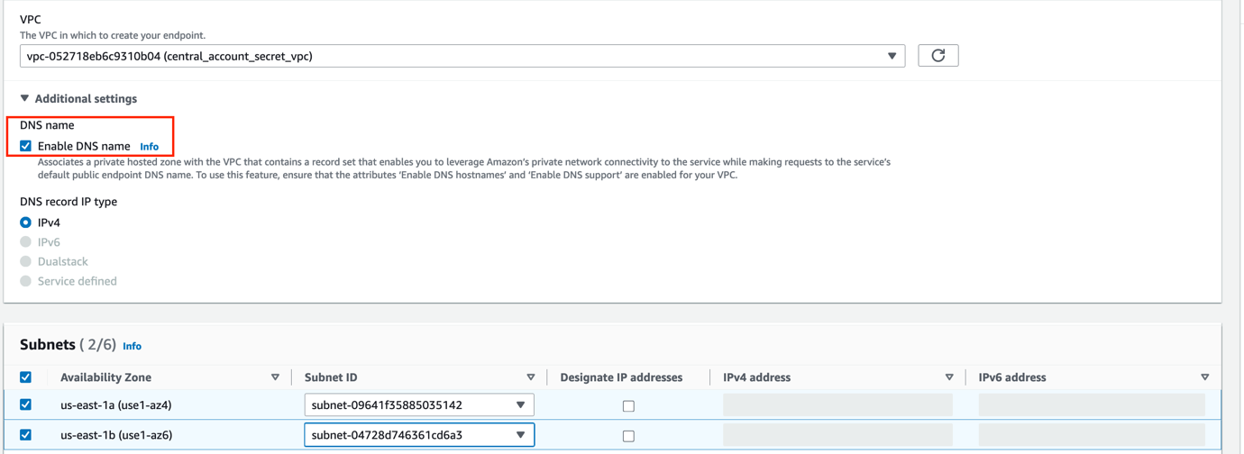Figure 11: Set up VPC endpoint configurations